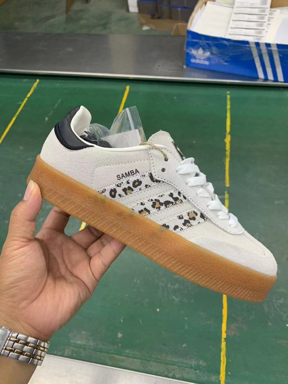 Adidas Samba Platform White Leopard Print Gum Sole Shoes